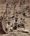Navajo family with weaving loom, 1873 - appears in Navajo rug (restoration complete; at FPC)