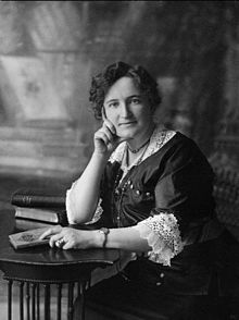 Nellie McClung (1873-1951) played a leading role in the maternal feminist movement in Canada. Nellie McClung.jpg