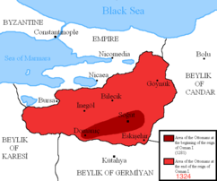 Території Анатолії, які підконтрольні на кінець правління Османа