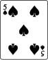 Playing card spade 5.svg