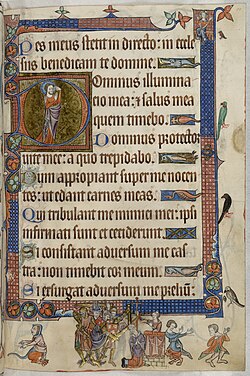 Псалом 26 (27); Томас Бекет - Псалтырь Латтрелла (ок. 1325-1335), f.51 - BL Добавить MS 42130.jpg