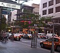 Queen Street and Queen Street Mall, at the T-intersection with Edward Street, showing the QueensPlaza building