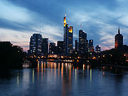 The skyline of Frankfurt at night