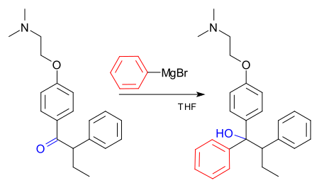 Synthese van tamoxifen met behulp van een grignard-reactie