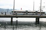 Dubbel trådledbuss i Luzern, Schweiz.