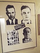 Poster of John Dillinger and two gang members in the hotel hallway