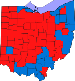 Map of election results by county