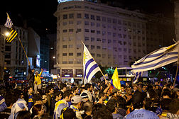 Festejos en la Avenida 9 de Julio deBuenos Aires.