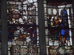 Detail des Glasfensters der Jungfrauː Die Geburt Marias