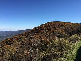 2016-10-25 12 37 17 Вид на восток с обзорной площадки Хогбак вдоль Skyline Drive национального парка Шенандоа в округе Уоррен, штат Вирджиния.