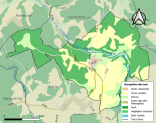 Carte en couleurs présentant l'occupation des sols.