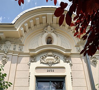 Cartouches and other ornaments of the Maria D. Nicolau House, Bucharest, unknown architect, 1902[55]