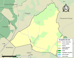 Carte en couleurs présentant l'occupation des sols.