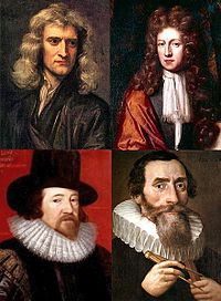 Set of pictures for a number of notable scientists self-identified as Christians: Isaac Newton, Robert Boyle, Francis Bacon and Johannes Kepler. Active Christians in Science.jpg