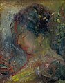 Hlava ženy z profilu, olej na plátně (1920)