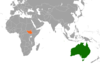 Location map for Australia and South Sudan.