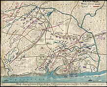 Карта битвы при Шайло с изображением передвижения войск