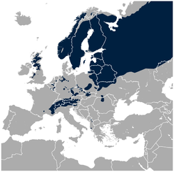 Área de dispersión de Lyrurus tetrix en Europa