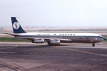 Boeing 707 de Sabena en el aeropuerto int. de Niza-Costa Azul (1980)