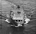 Bow view of USS Gilbert Islands in 1954.