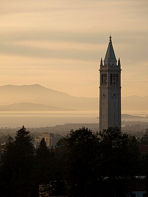 Sather Tower (the Campanile) looking out over ...