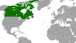 Карта с указанием местоположения Канады и Грузии