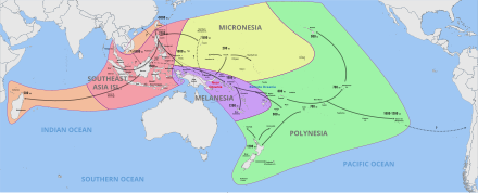 Map showing the migration of the Austronesian peoples Chronological dispersal of Austronesian people across the Pacific.svg