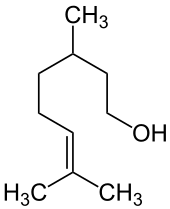 Strukturformel der Citronellol-Enantiomeren