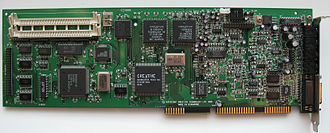The sound card Sound Blaster AWE32 PNP CT3990 had a Plug-and-Play ISA Bus interface chip (large square chip, mid of bottom row). Creative Sound Blaster AWE32 PNP CT3990.jpg