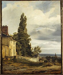 Le château des Brouillards, l'abreuvoir et la fontaine du But, à Montmartre, målning av J. Desvigne från år 1840.