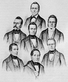 The first seven members, elected 1848 Erster Bundesrat.jpg