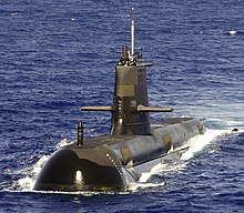 The Collins-class submarine is HMAS Rankin. The SEA 1000 project was to replace the six Collins-class boats. HMAS Rankin 2006.jpg