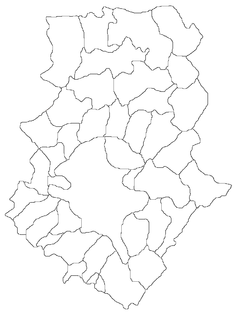 Mapa konturowa okręgu Ilfov, blisko centrum u góry znajduje się punkt z opisem „Corbeanca”