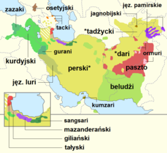 Mapa. Azja Zachodnia. Iran w centrum. Granice państw. Różnokolorowe obszary z podpisami