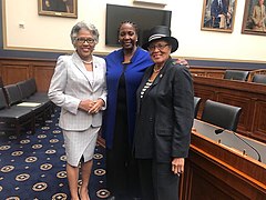 "Today, the Financial Services Subcommittee on Diversity and Inclusion held a hearing addressing the Racial and Gender Wealth Gap In America. I am delighted to serve on this subcommittee with my colleague Joyce Beatty and work with talented professionals like Lisa D. Cook of MSU" – Alma Adams, 2019