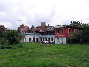 Le Ikha Pokhari (en) asséché à Kathmandu