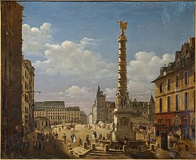 Place du Châtelet e la nuova Fontaine du Palmier, di Étienne Bouhot (1810)