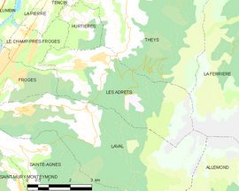 Mapa obce Les Adrets