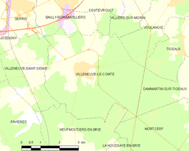 Mapa obce Villeneuve-le-Comte