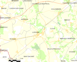 Mapa obce Lusignan