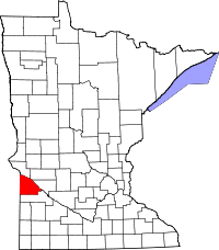 Kort over Minnesota med Lac qui Parle County markeret