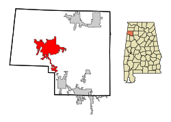 Location in Marion County and the state of Alabama