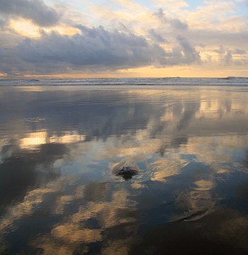 English: Negative low tide at Ocean Beach in S...