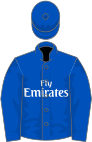Royal blue, dark blue seams, royal blue sleeves and cap