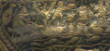 Depiction of wild boars at Lake Balaton on silver dish (part of the 4th century Sevso Treasure) PELSO.png