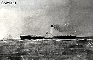 Painting of Brothers which provided the first scheduled Manly ferry service.