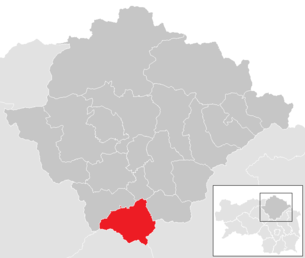 Lage der Gemeinde Pernegg an der Mur im Bezirk Bruck-Mürzzuschlag (anklickbare Karte)