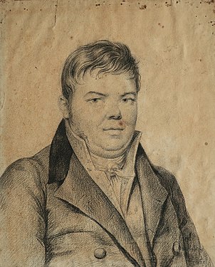 Portrait de Pierre-Nicolas Laurisset, pierre noire ou fusain sur papier, 6 novembre 1809