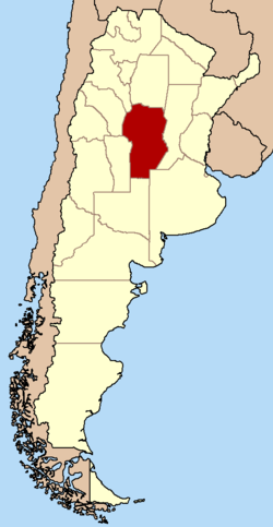 Córdoba punaisella Argentiinan kartalla.
