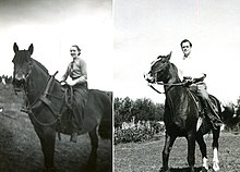 By the 1930s and 1940s most horse riding had become occasional and leisurely or competitive rather than being the common method of transportation it had been for centuries before Ridderstedt couple on horseback.jpg